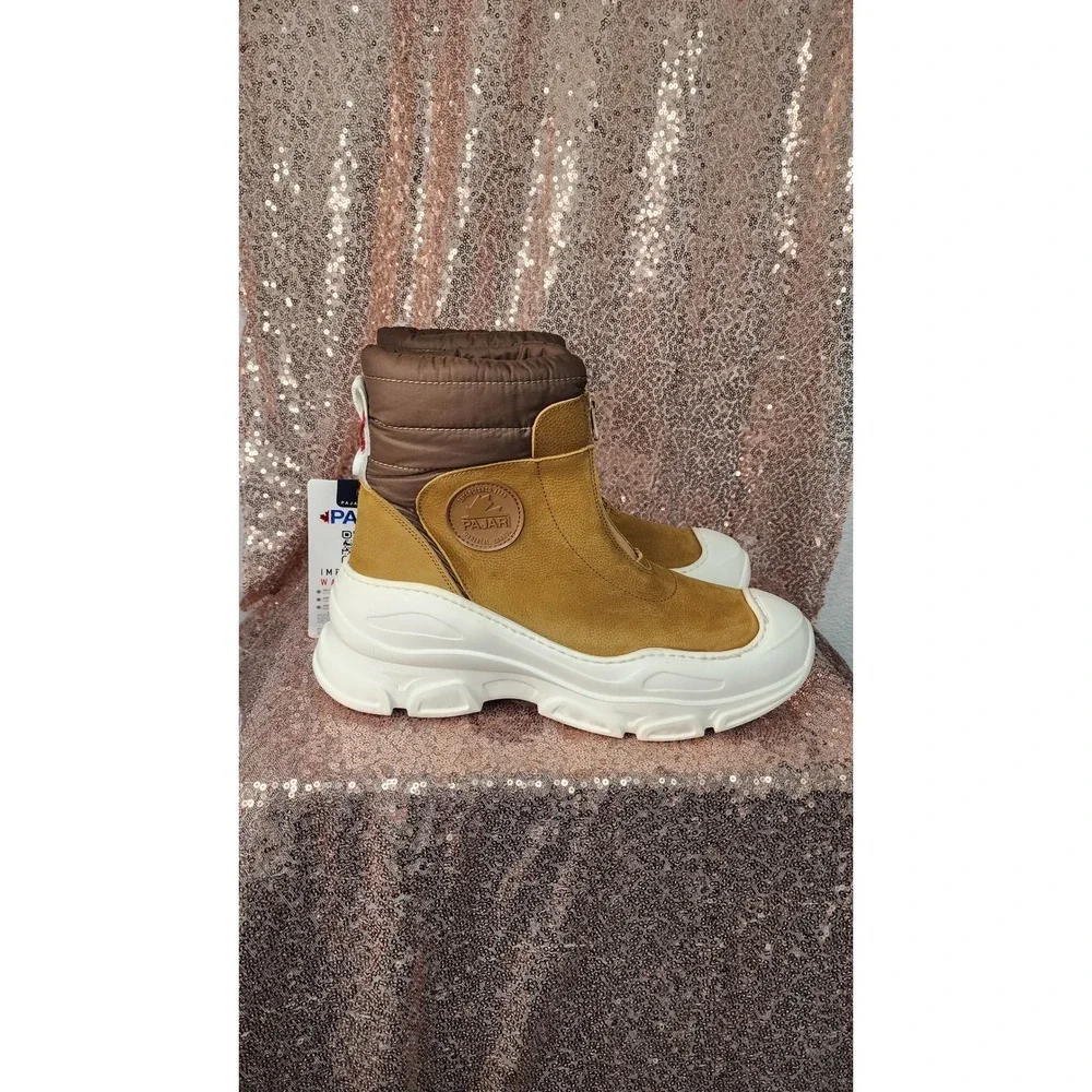 NWT Pajar Women'sWaterproof Tan‎ Suede Winter Boots Zipper Chunky Sole